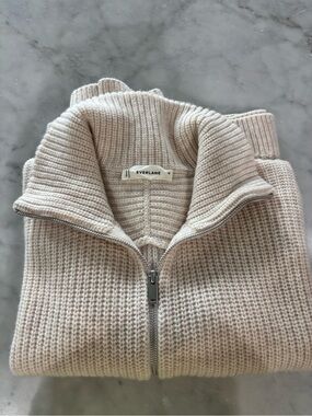 ✨Everlane Cream Ribbed Half-Zip Sweater